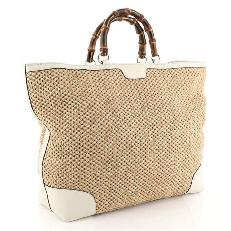 gucci web straw bag|gucci straw handbags.